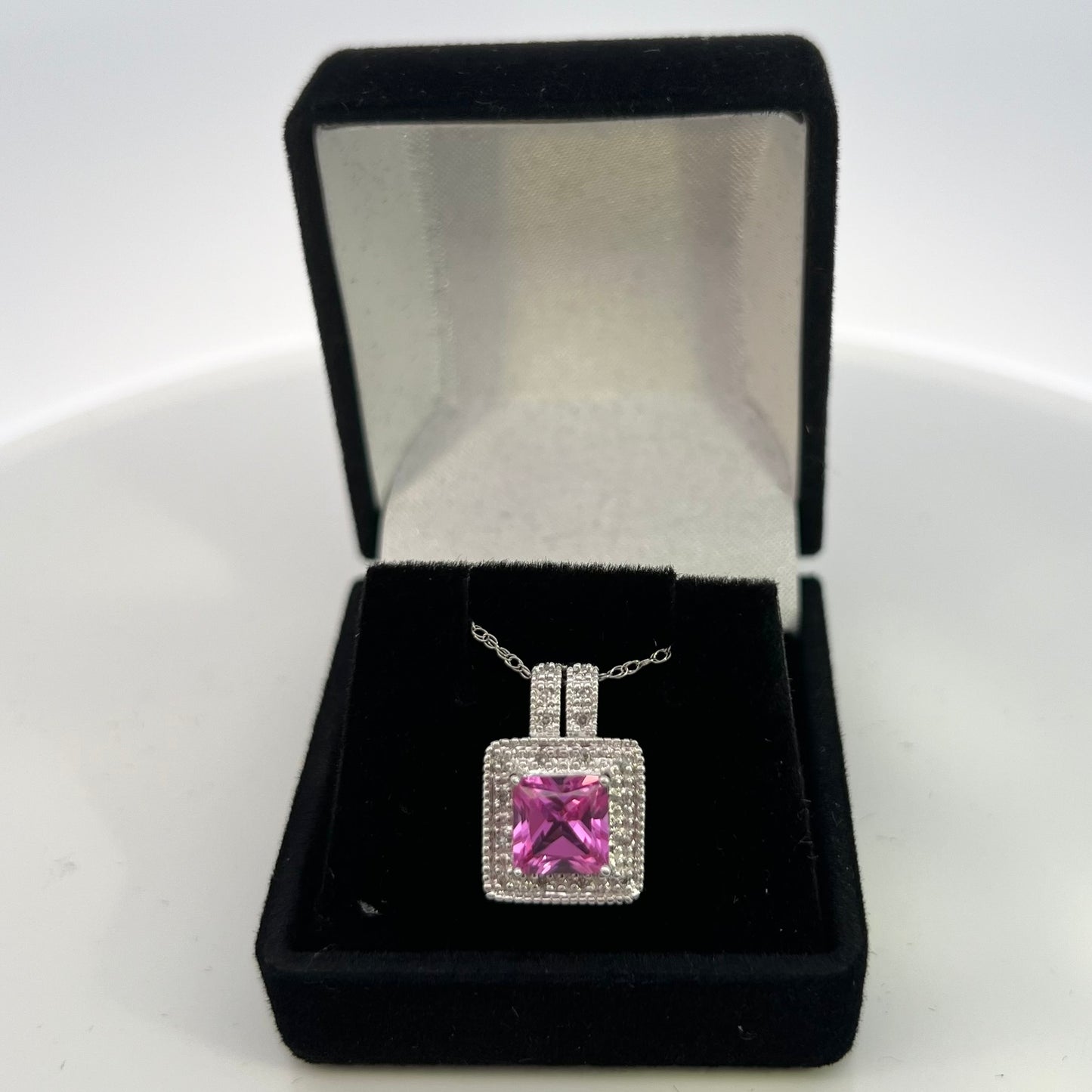 10kt White Gold Pink Sapphire Necklace