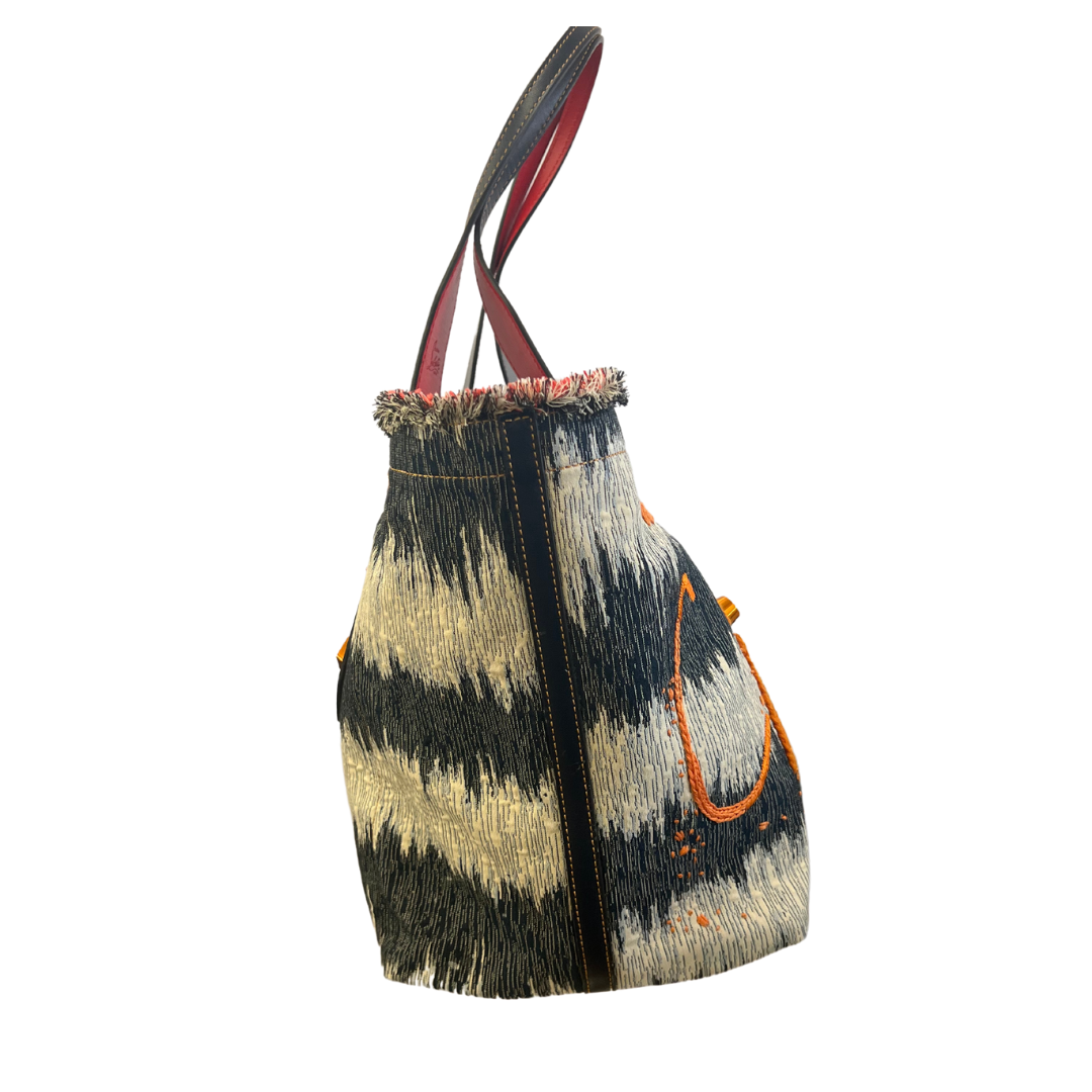 Frangibus Denim Orange Tissu Kansai Signature Tote