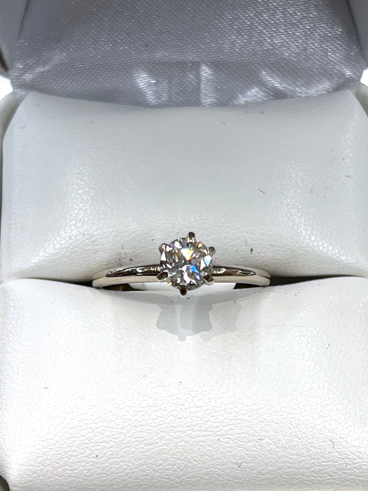 14k White Gold Natural Diamond Solitaire approx 3/4ct