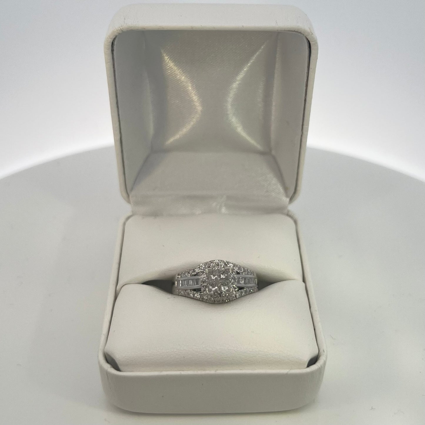 14kt White Gold Ring with Square Diamonds