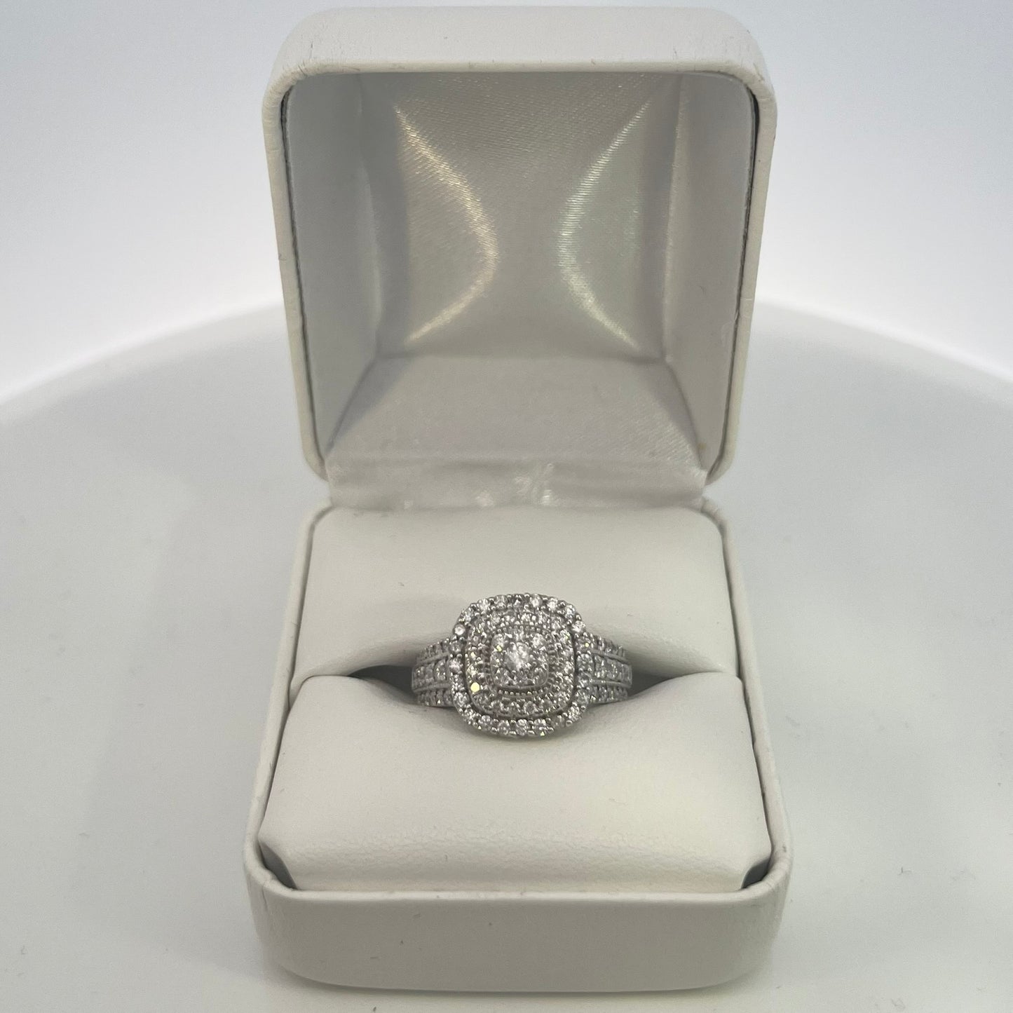 14kt White Gold Ring with Square Diamonds