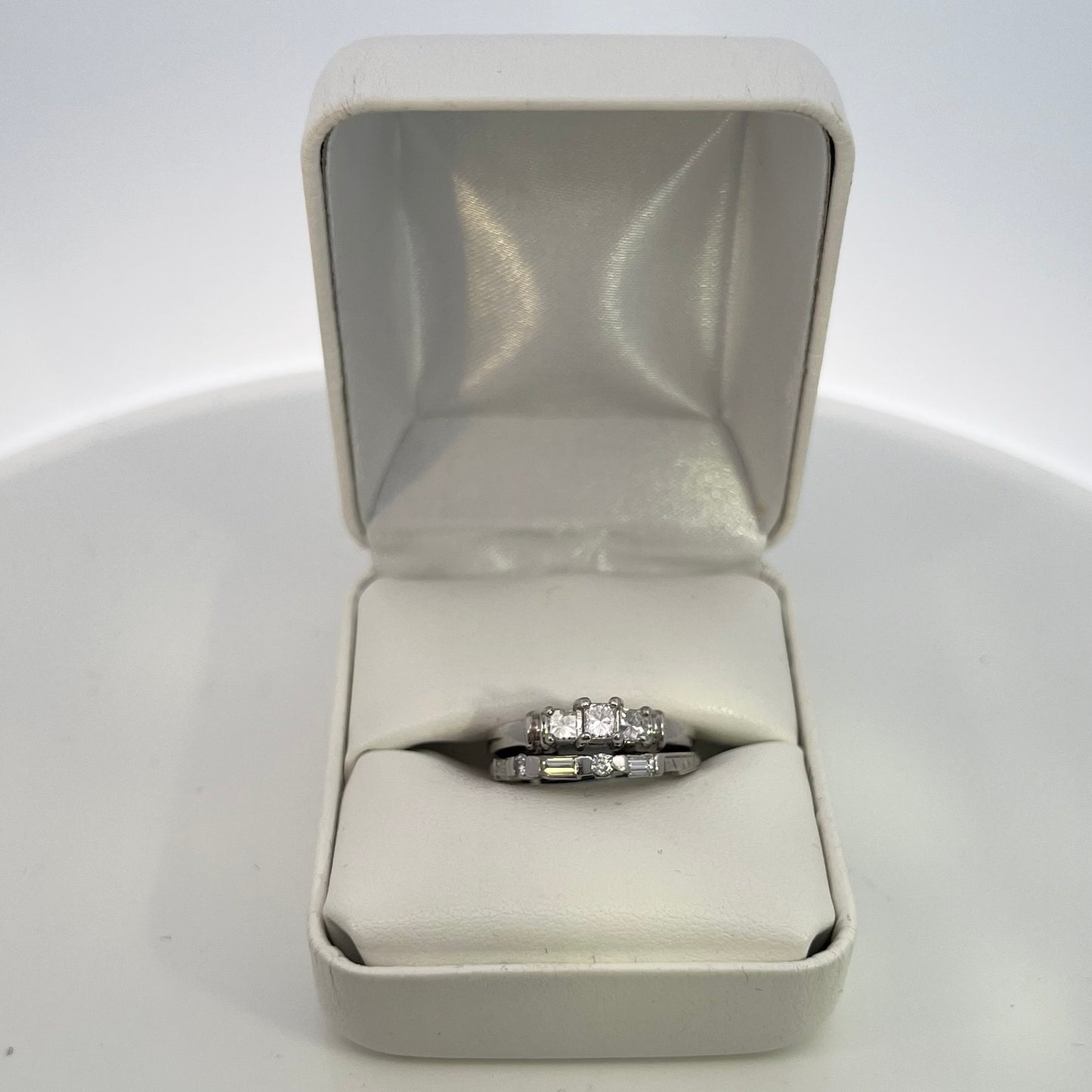 White Gold and Silver Wedding Set with Diamonds
