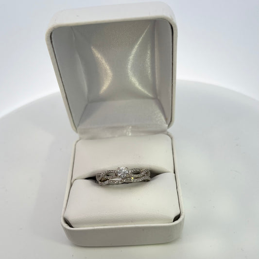 14kt White Gold Diamond Wedding Set.