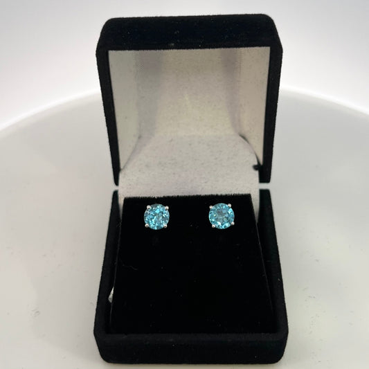 14kt White Gold Blue Topaz Earrings