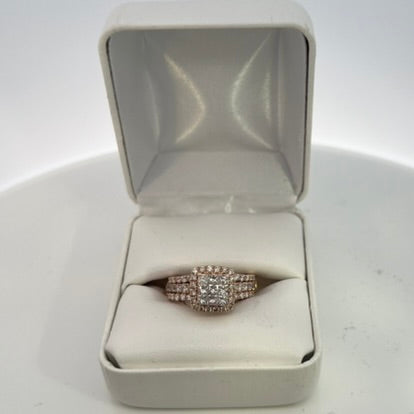 14kt Rose Gold Square Diamond Ring