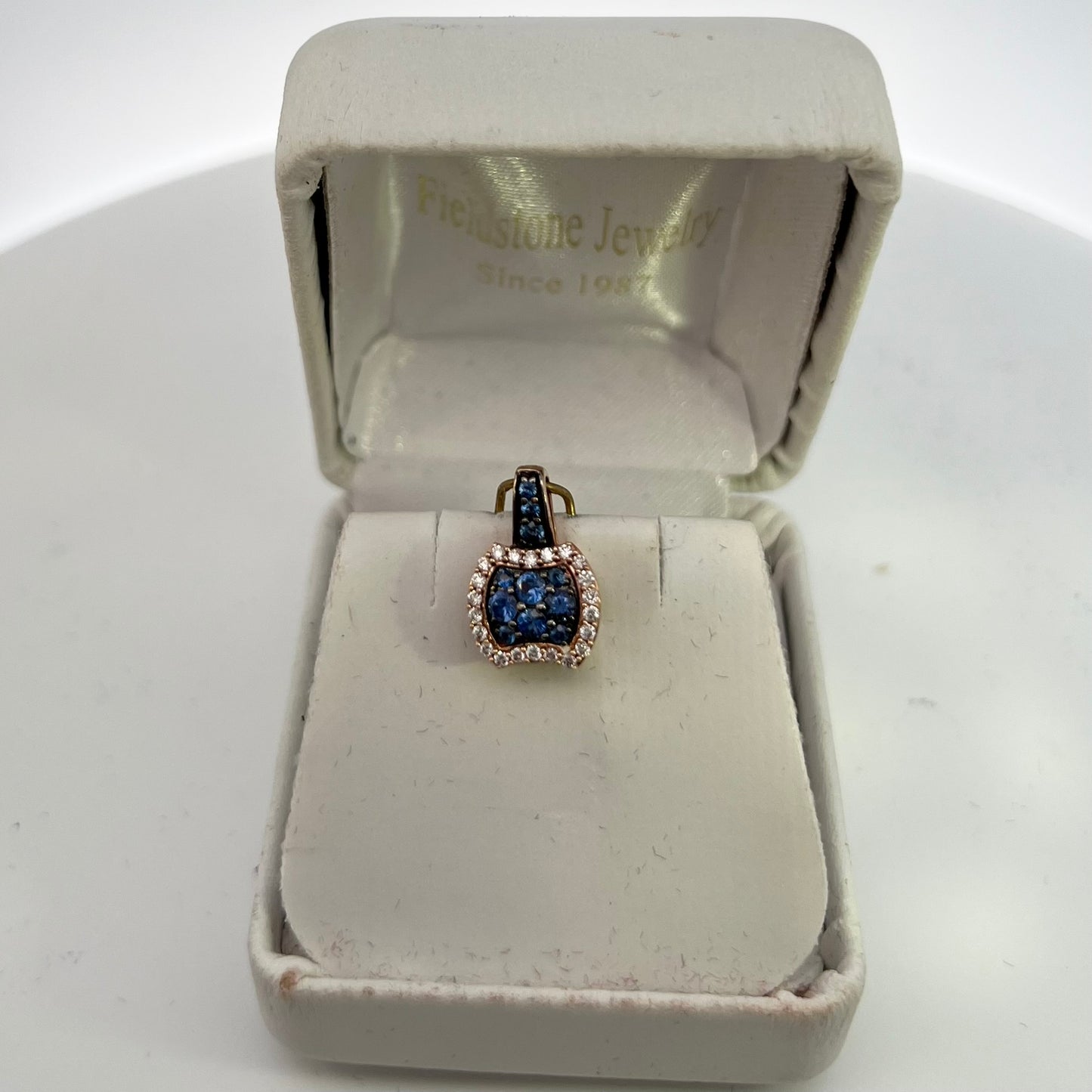 14kt Rose Gold Diamond and Sapphire Pendant